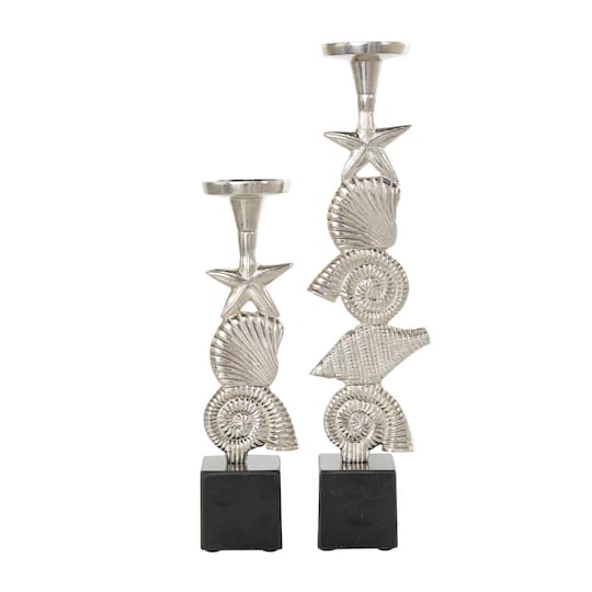Aluminum Seashell Candle Holder Set